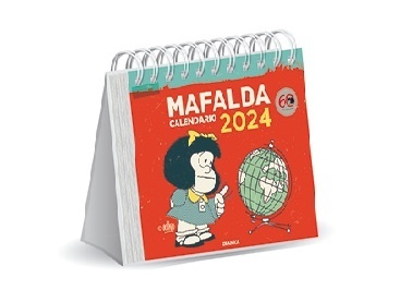 Mafalda 2024. Calendario Escritorio rojo. 