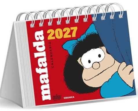 Calendario 2027 Mafalda escritorio rojo